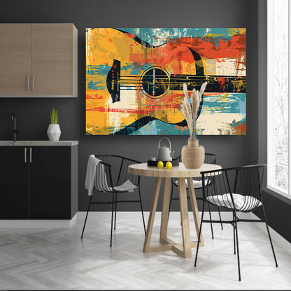 Abstracte gitaar in levendige kleuren   acrylglas