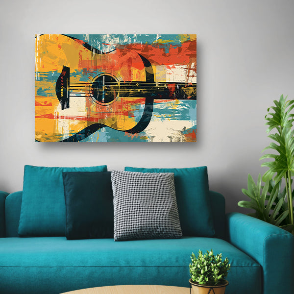 Abstracte gitaar in levendige kleuren   acrylglas