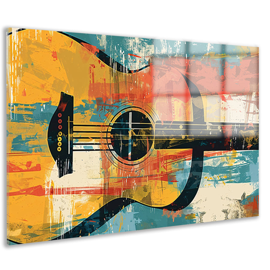 Abstracte gitaar in levendige kleuren   acrylglas