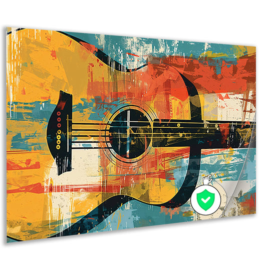 Abstracte gitaar in levendige kleuren  poster