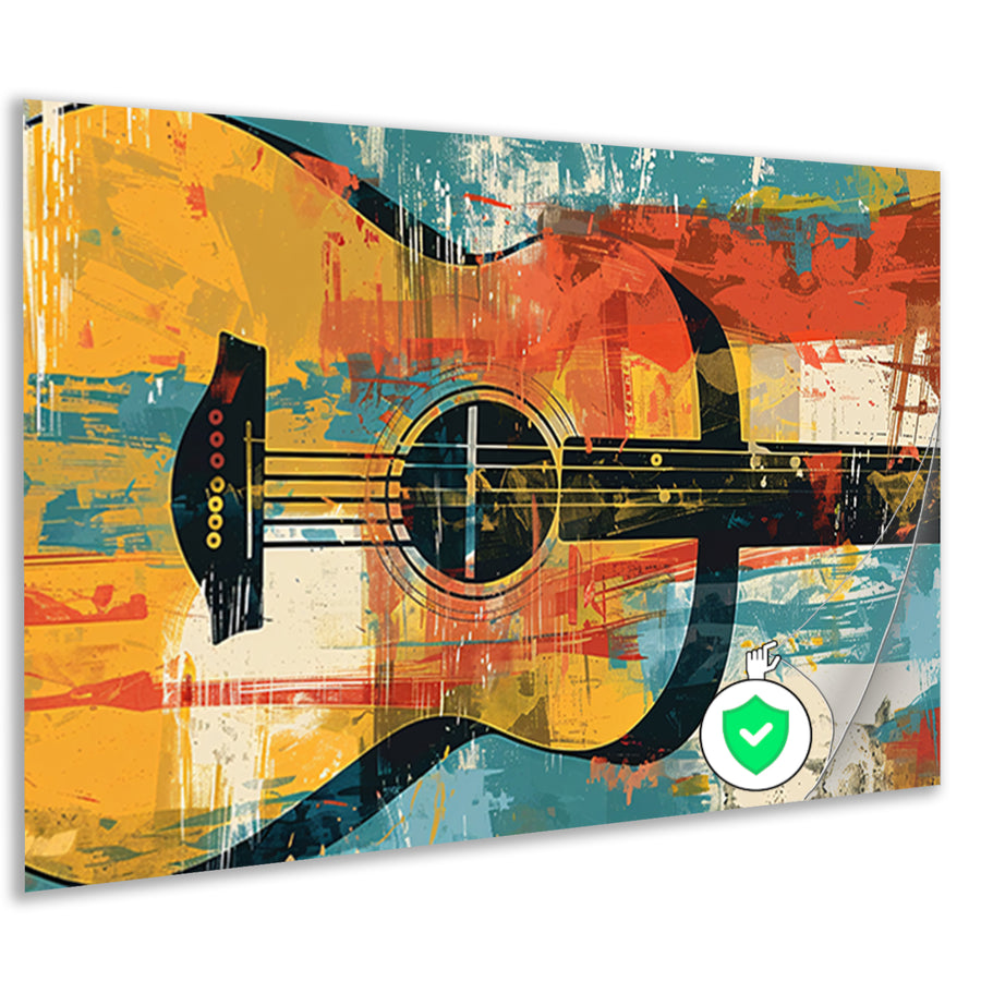 Abstracte gitaar in levendige kleuren  poster