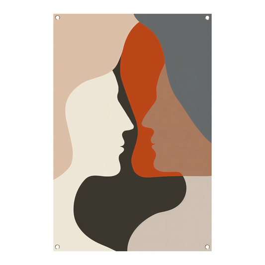 Abstracte Menselijke Profielen in Harmonieuze Kleuren tuinposter