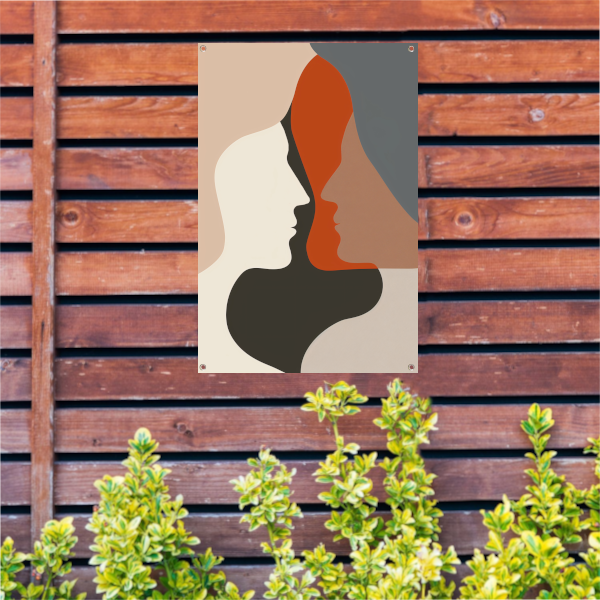 Abstracte Menselijke Profielen in Harmonieuze Kleuren tuinposter