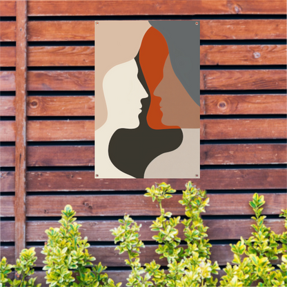 Abstracte Menselijke Profielen in Harmonieuze Kleuren tuinposter