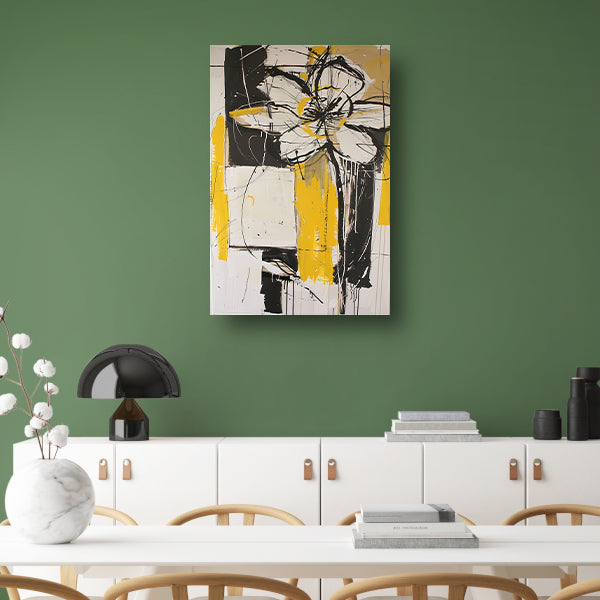 Abstracte Tulpenkunst in Geel en Zwart acrylglas