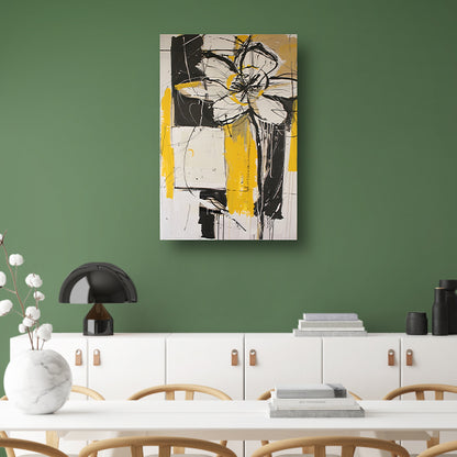 Abstracte Tulpenkunst in Geel en Zwart acrylglas