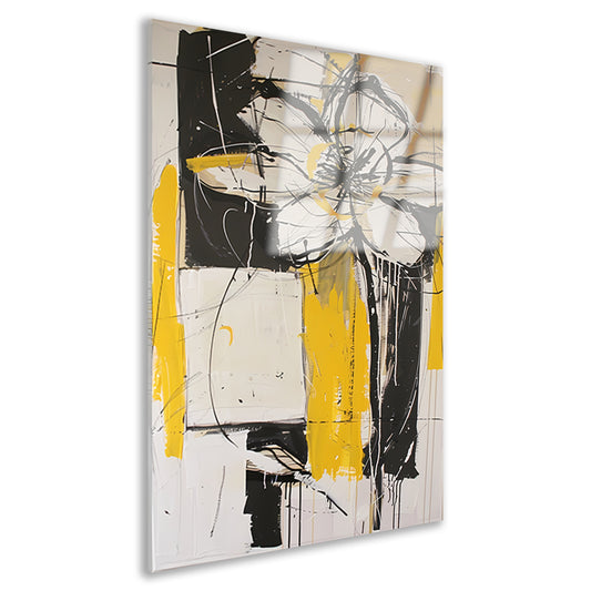 Abstracte Tulpenkunst in Geel en Zwart acrylglas