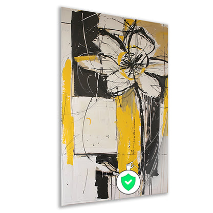 Abstracte Tulpenkunst in Geel en Zwart poster