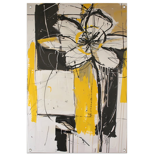 Abstracte Tulpenkunst in Geel en Zwart tuinposter