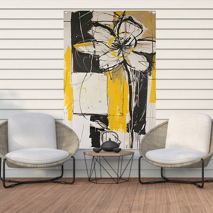 Abstracte Tulpenkunst in Geel en Zwart tuinposter