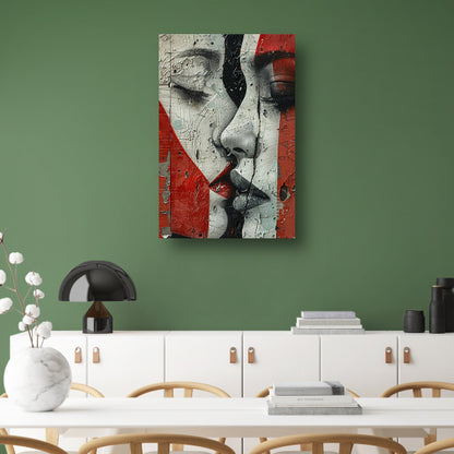 Abstract gezicht met emotionele tranen canvas met baklijst