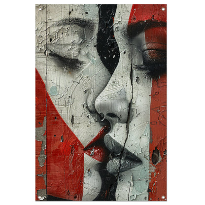 Abstract gezicht met emotionele tranen tuinposter