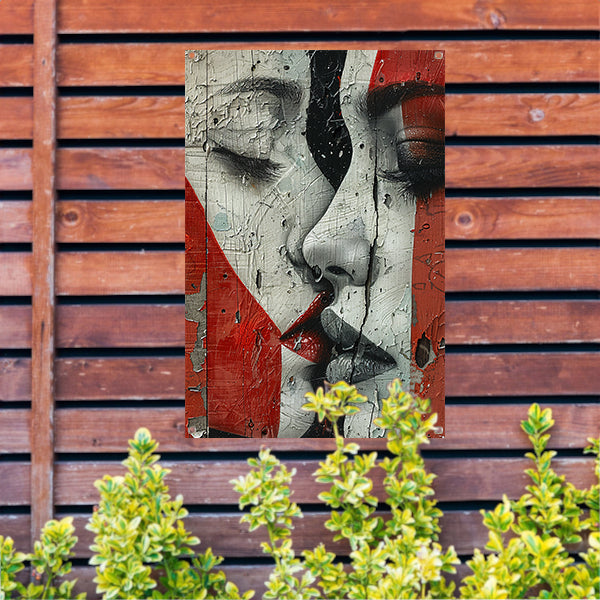 Abstract gezicht met emotionele tranen tuinposter