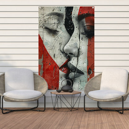 Abstract gezicht met emotionele tranen tuinposter