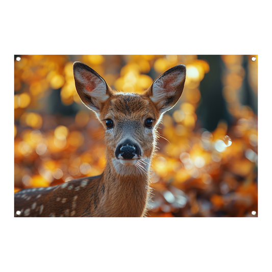 Schattig hert in herfstbos landschap tuinposter