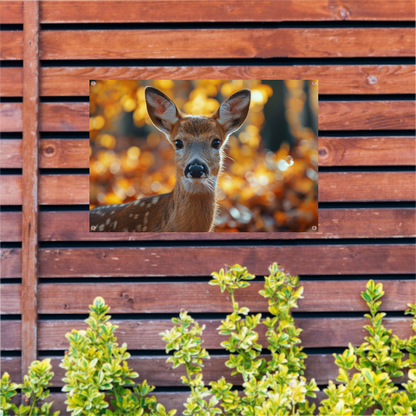 Schattig hert in herfstbos landschap tuinposter