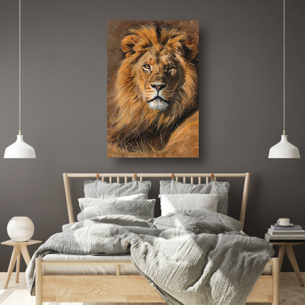 Majestueuze leeuw in het wild schilderij canvas