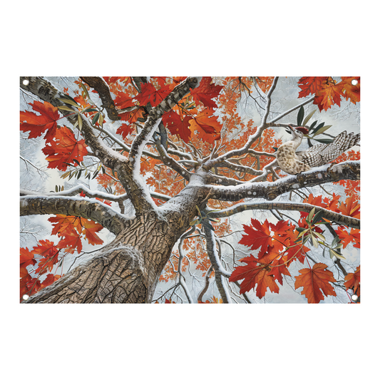 Roodborst in Herfstkleuren tuinposter