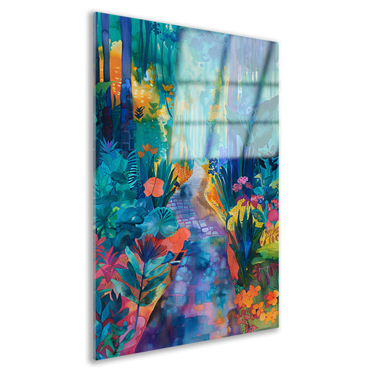 Kleurrijke aquarel van een zomerlandschap acrylglas