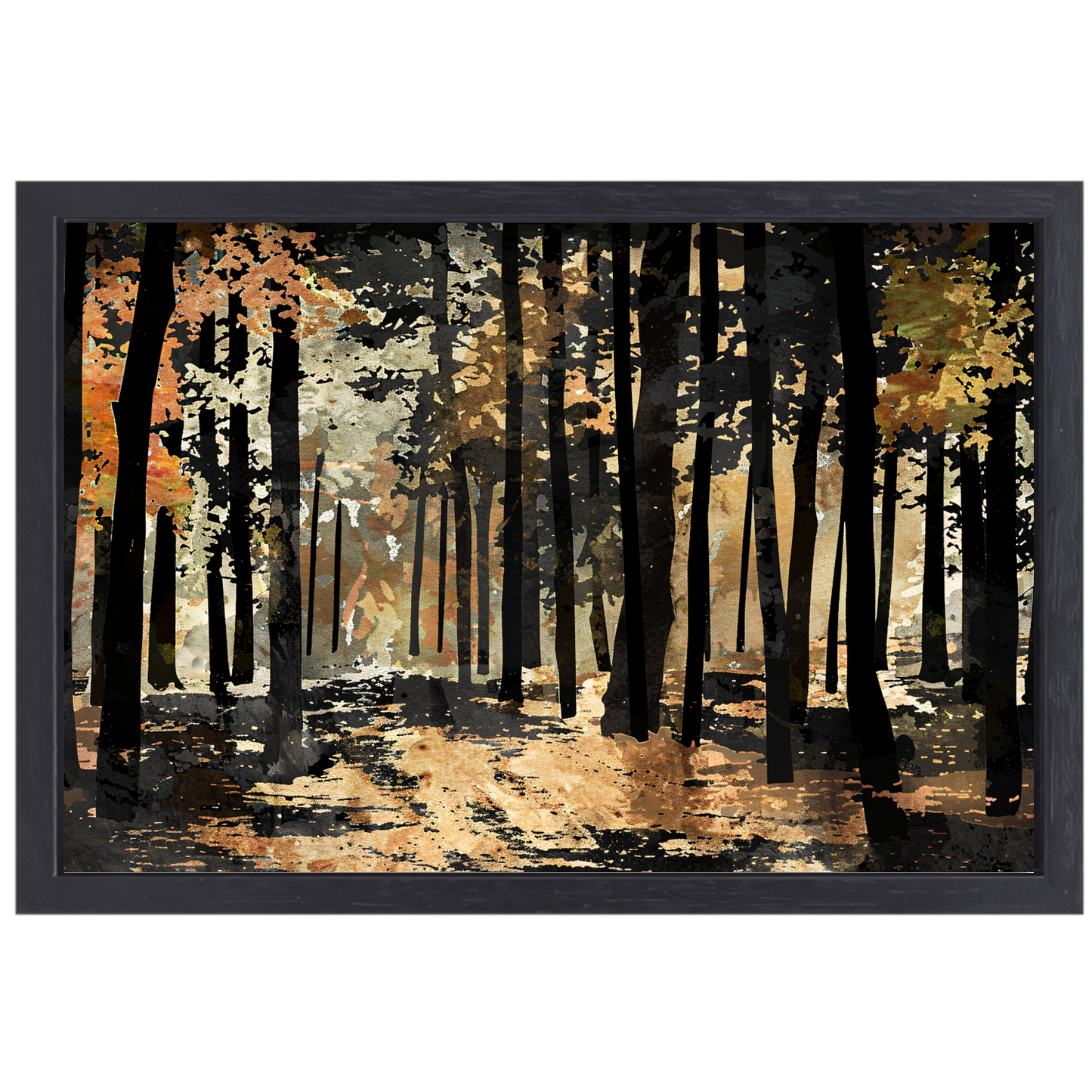 Herfstwandeling in een schilderachtig boslandschap canvas met baklijst