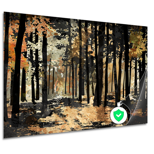 Herfstwandeling in een schilderachtig boslandschap poster