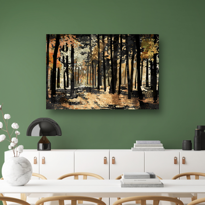 Herfstwandeling in een schilderachtig boslandschap poster