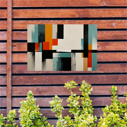 Abstracte moderne schilderij in Japandi stijl tuinposter