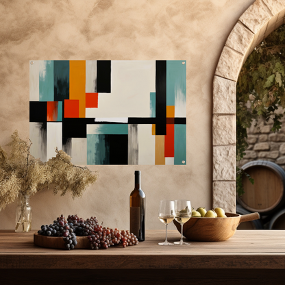 Abstracte moderne schilderij in Japandi stijl tuinposter