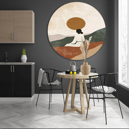 Contemplatieve vrouw in minimalistisch landschap canvas