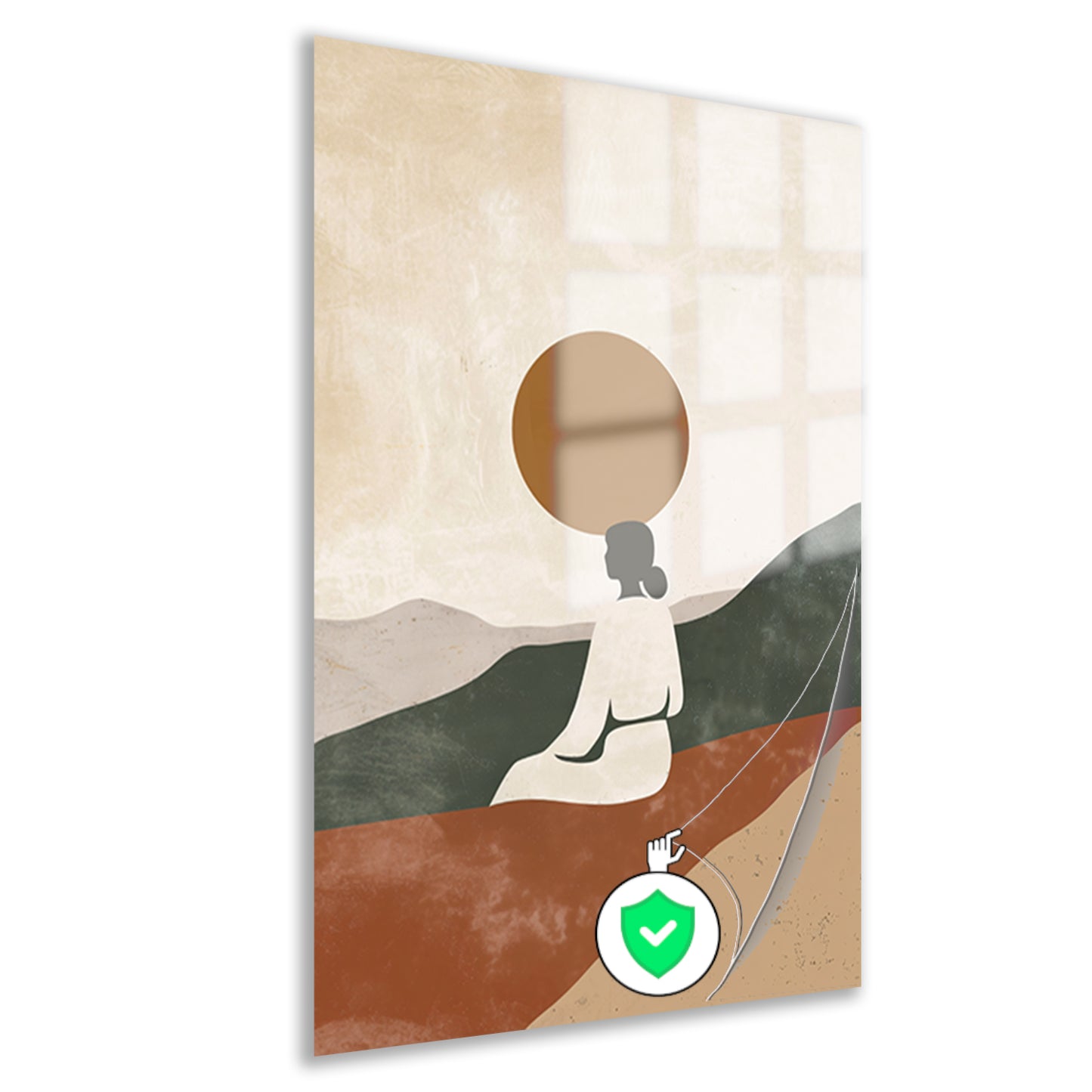 Contemplatieve vrouw in minimalistisch landschap canvas