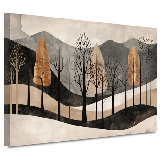 Geometrische interpretatie van natuur en stilte canvas