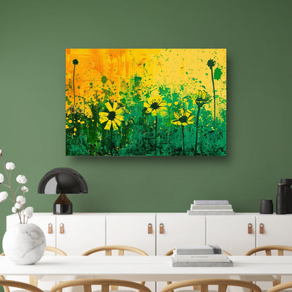 Abstract bloemenveld met levendige kleuren canvas