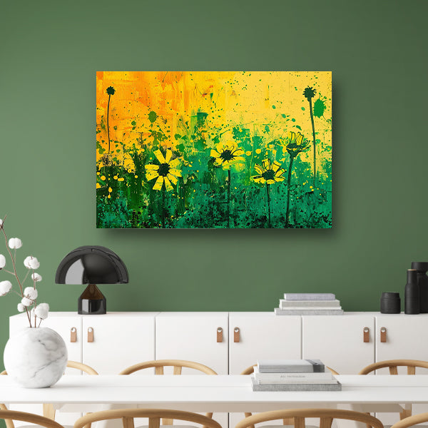 Abstract bloemenveld met levendige kleuren poster