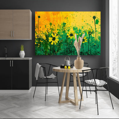 Abstract bloemenveld met levendige kleuren canvas