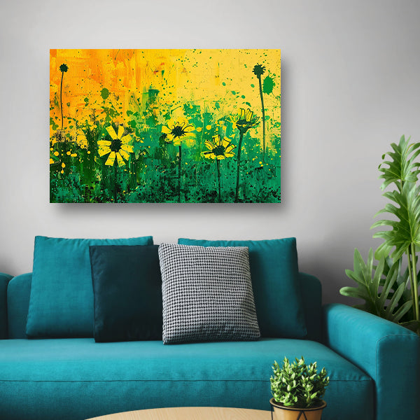 Abstract bloemenveld met levendige kleuren canvas