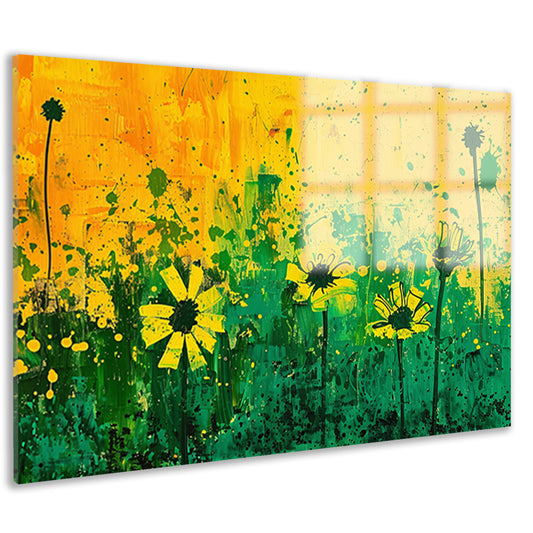 Abstract bloemenveld met levendige kleuren acrylglas