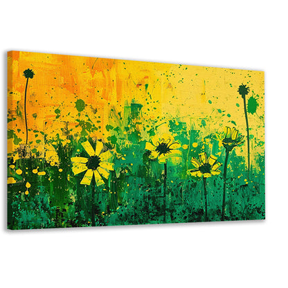 Abstract bloemenveld met levendige kleuren canvas