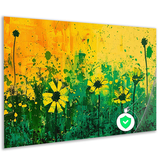 Abstract bloemenveld met levendige kleuren poster