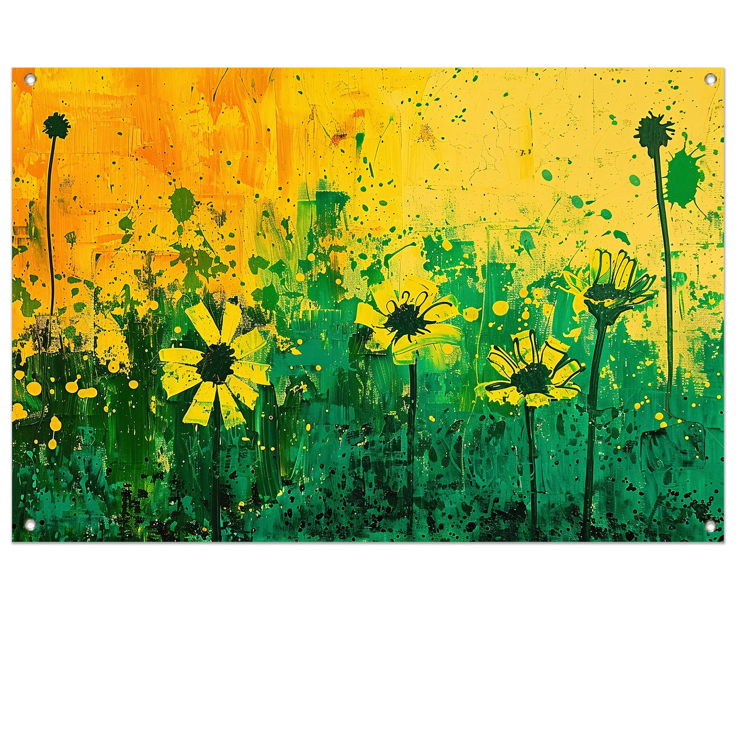 Abstract bloemenveld met levendige kleuren tuinposter