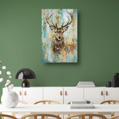 Abstract hertenschilderij met gouden accenten poster