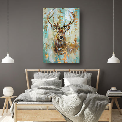 Abstract hertenschilderij met gouden accenten poster