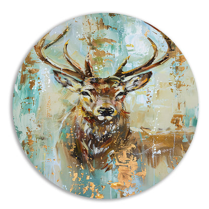 Abstract hertenschilderij met gouden accenten forex muurcirkel