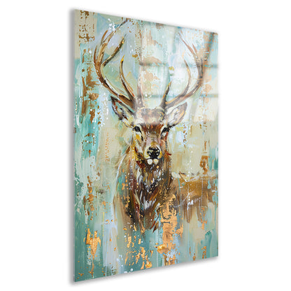 Abstract hertenschilderij met gouden accenten acrylglas