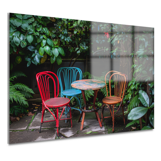 Minimalistische Eetkamer met Stoelen van Mondriaan acrylglas