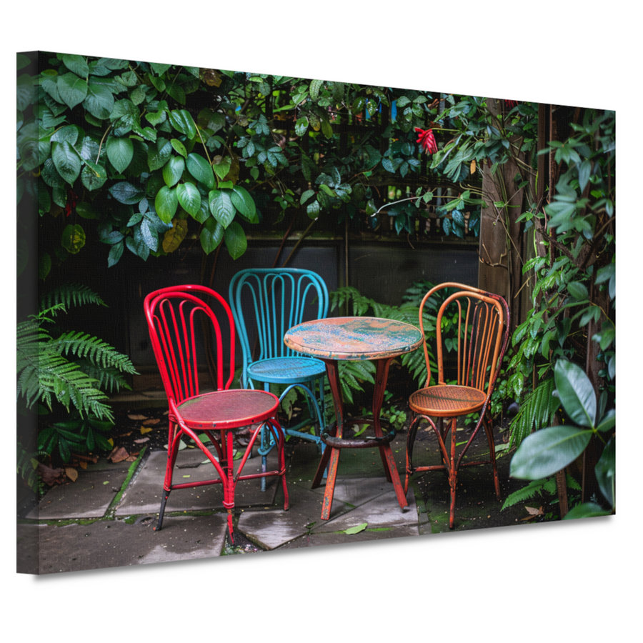 Minimalistische Eetkamer met Stoelen van Mondriaan canvas