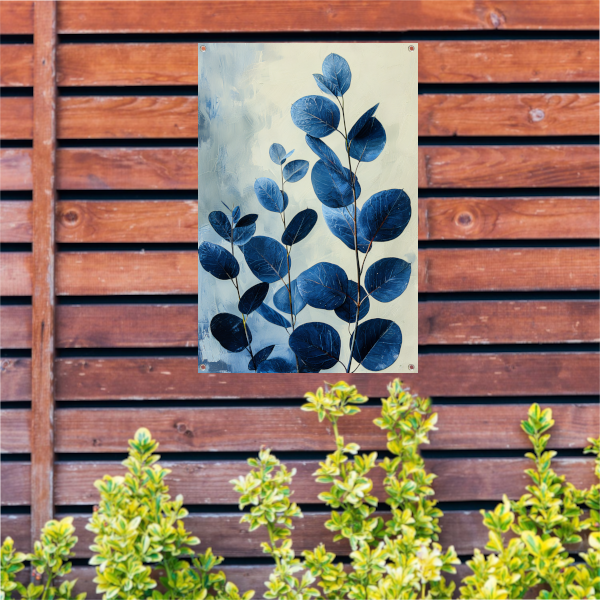 Abstracte Weergave van Blauwe Bladeren in Kunst tuinposter