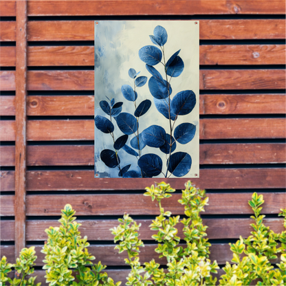 Abstracte Weergave van Blauwe Bladeren in Kunst tuinposter