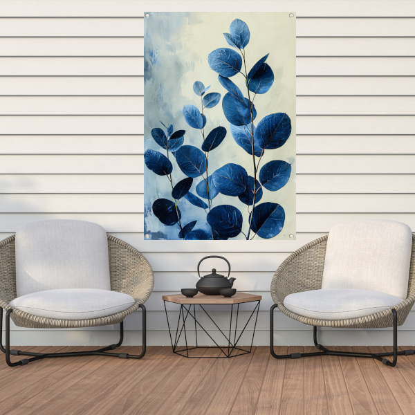 Abstracte Weergave van Blauwe Bladeren in Kunst tuinposter