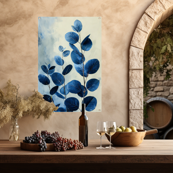 Abstracte Weergave van Blauwe Bladeren in Kunst tuinposter