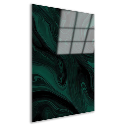 Abstracte Donkergroene en Zwarte Vloeibare Dynamiek acrylglas